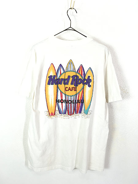 古着 90s USA製 Hard Rock Cafe 「HONOLULU」 サーフ ハードロック T