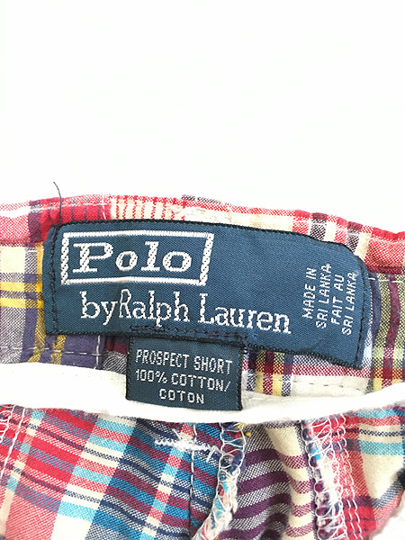 古着 POLO Ralph Lauren マドラス チェック パッチワーク ショーツ