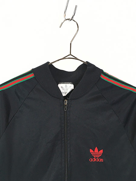 古着 80s USA製 adidas 「RUN DMC モデル」 光沢 ジャージ トップ S