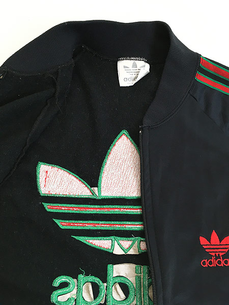 古着 80s USA製 adidas 「RUN DMC モデル」 光沢 ジャージ トップ S