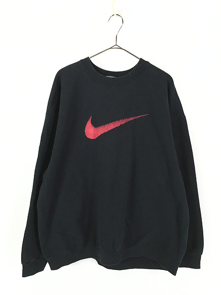 古着 90s USA製 NIKE BIG スウォッシュ スウェット トレーナー 黒 XL