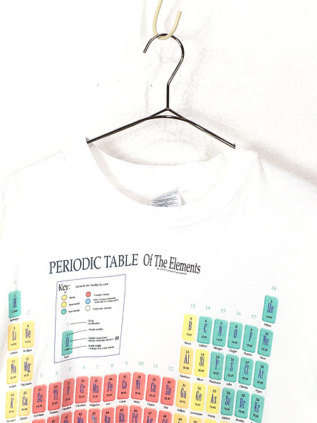 古着 90s USA製 「Periodic Table」 周期表 元素 アート Tシャツ XL