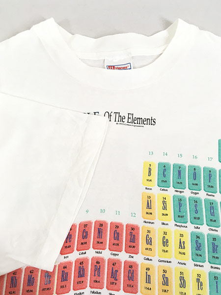 古着 90s USA製 「Periodic Table」 周期表 元素 アート Tシャツ XL 