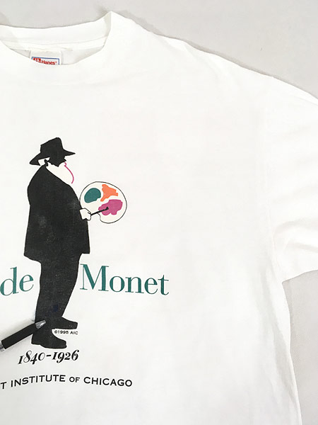 古着 90s USA製 Claude Monet クロードモネ 自画像 印象派 アート T