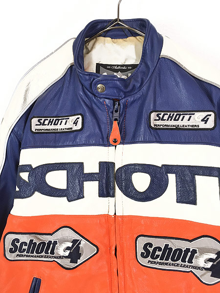 古着 80s USA製 Schott G4 本革 オールレザー レーシング ライダース