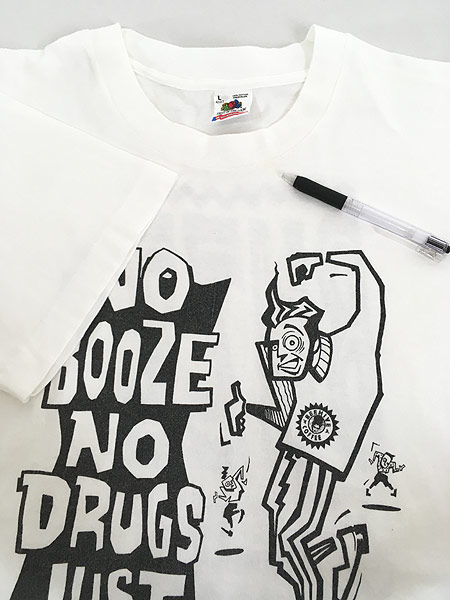 古着 90s USA製 Beehive Cafe 「No Booze No Drugs Just Caffeine 