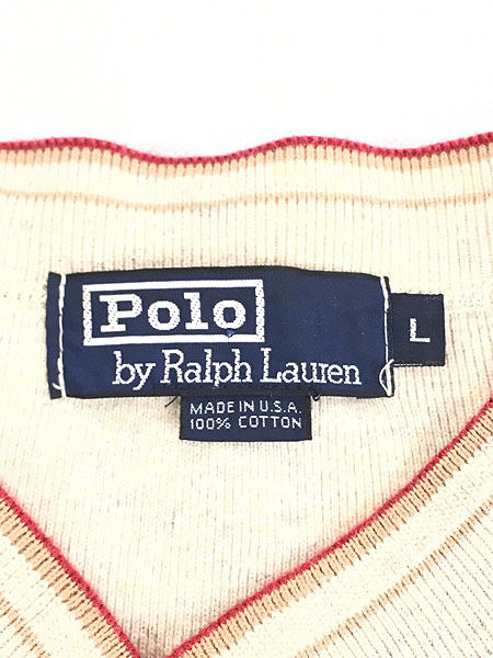 [5] 古着 90s USA製 POLO Ralph Lauren 半袖 ヘンリーネック サーマル シャツ L 古着