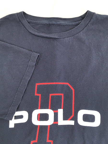 古着 POLO Ralph Lauren 「P」 BIG ロゴ プリント Tシャツ XL位 古着 - 古着　通販　ヴィンテージ古着屋のドラセナ