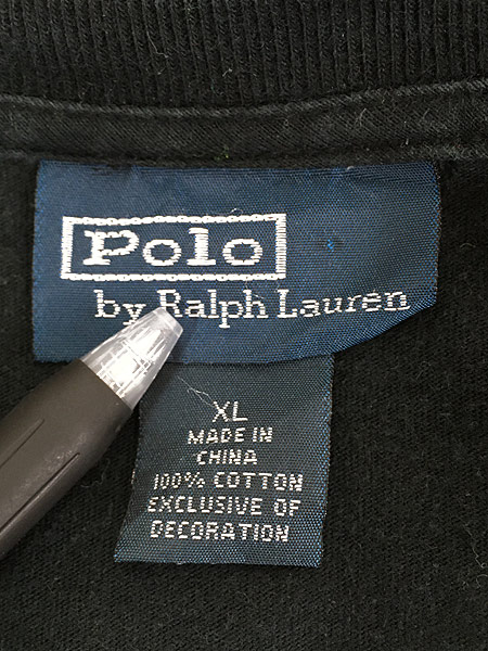 [6] 古着 POLO Ralph Lauren BIGポニー ロングスリーブ Tシャツ ロンT 黒 XL 古着