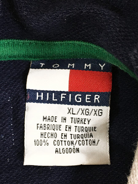 古着 90s TOMMY HILFIGER ロゴ テープ トリコロール スウェット ジップ