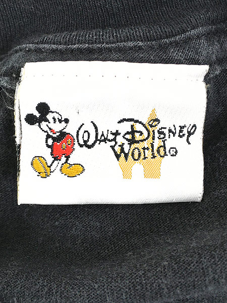 古着 90s Disney World ミッキー ドラゴン メタリック Tシャツ 黒 L 