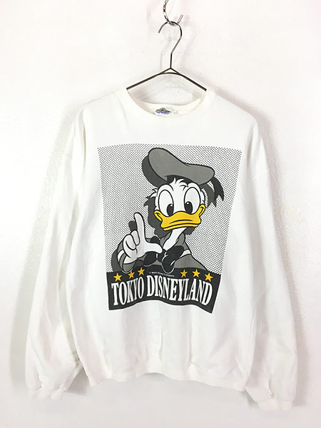 90s~ USA製 Disney ドナルド カレッジプリント スウェット