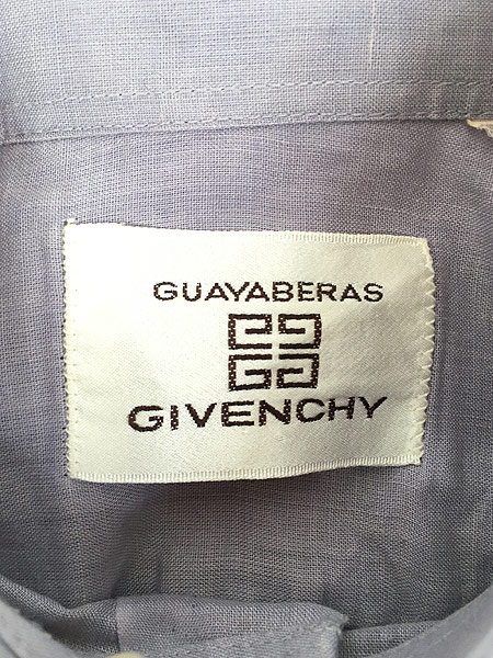 古着 80s GIVENCHY プリーツ & 4ポケット 半袖 シアー キューバ シャツ