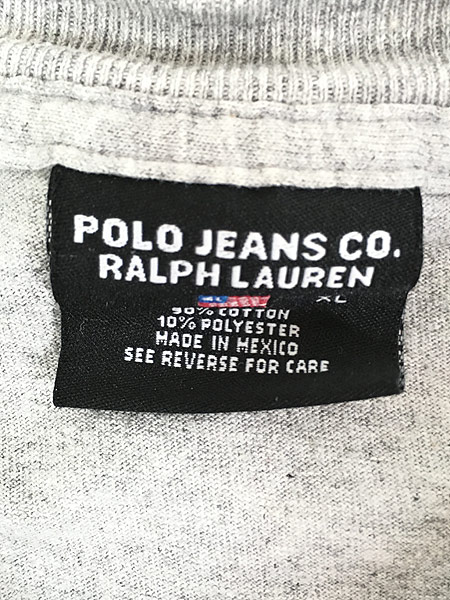 [7] 古着 90s POLO JEANS Ralph Lauren ロゴ プリント ロングスリーブ Tシャツ ロンT XL 古着
