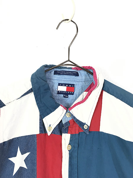 古着 90s TOMMY HILFIGER アメリカ 星条旗 ブロッキング パッチワーク