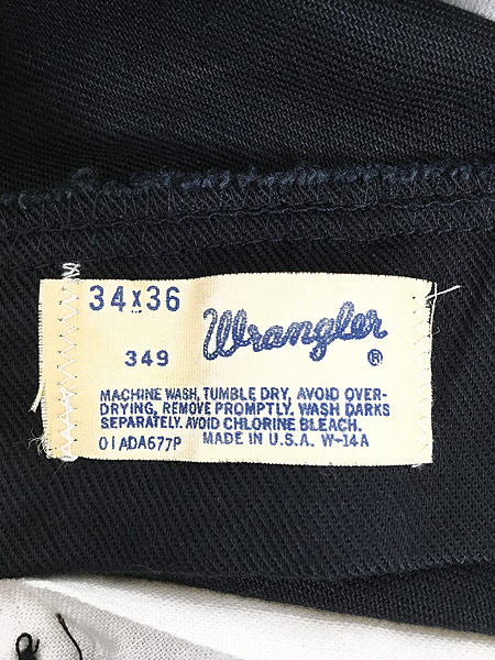 古着 70s USA製 Wrangler 349 カツラギ フレア パンツ 貴重 黒!! W32 