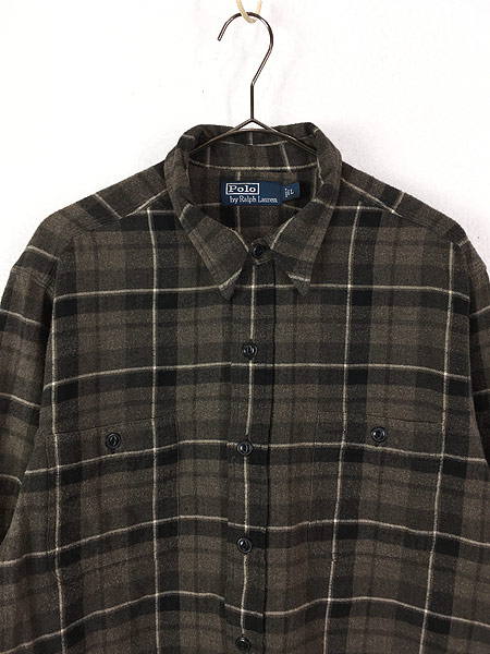 定番古着 Ralph Lauren 90s チェック 大きめ BD.S/Sシャツ-