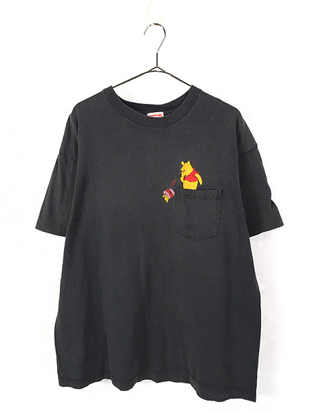 古着 90s USA製 Disney Pooh クマのプーさん ポケット Tシャツ ポケT XL位 古着 - 古着　通販　ヴィンテージ古着屋のドラセナ