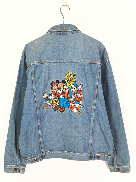 古着 90s Disney Mickey ミッキー 大集合 デニム ジャケット Gジャン XL位 古着 - 古着　通販　ヴィンテージ古着屋のドラセナ