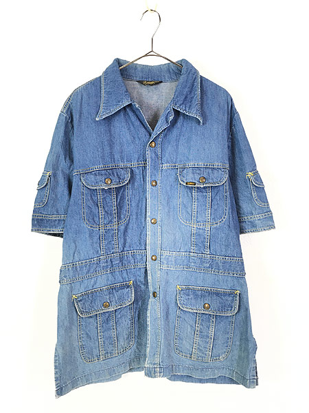 古着 70s USA製 Lee レア!! オリジナル 半袖 デニム サファリ