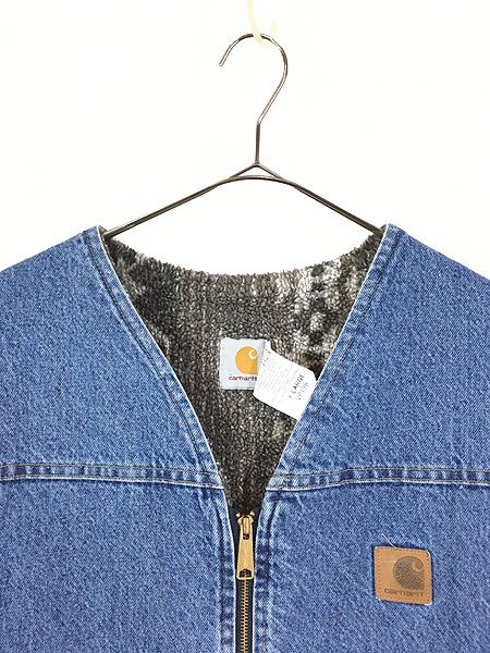 古着 80s USA製 Carhartt ネイティブ ボア ブルー デニム ワーク