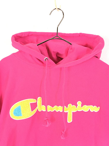 古着 Champion Reverse Weave Big スクリプト ロゴ リバース スウェット パーカー ピンク Xl 古着 古着 通販 ヴィンテージ古着屋のドラセナ