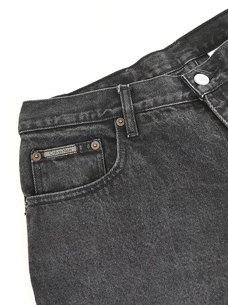 古着 90s Calvin Klein ブラック デニム パンツ ジーンズ テーパード W33 L29 ブランド 古着 古着 通販 ヴィンテージ古着屋のドラセナ