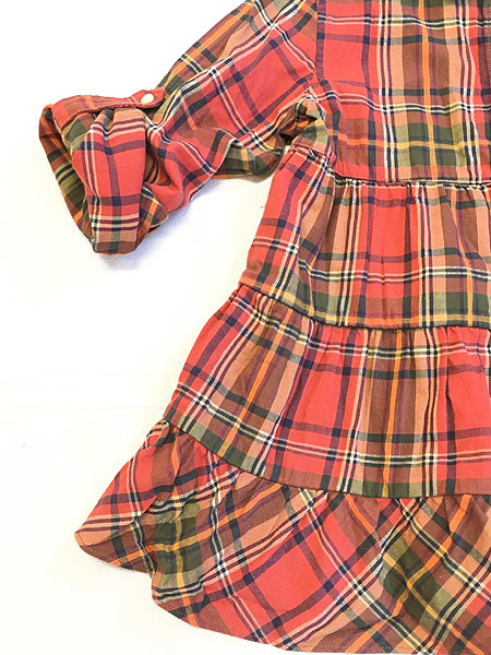 キッズ 古着 Polo Ralph Lauren ラルフ ワンポイント トラッド チェック 前開き ワンピース 2歳位 子供服 古着 古着 通販 ヴィンテージ古着屋のドラセナ