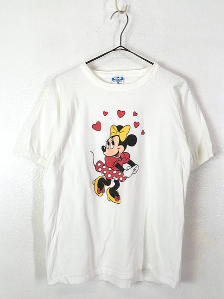 レディース 古着 80s Usa製 Disney Minnie ミニー ハート キャラクター Tシャツ L 古着 古着 通販 ヴィンテージ古着屋のドラセナ