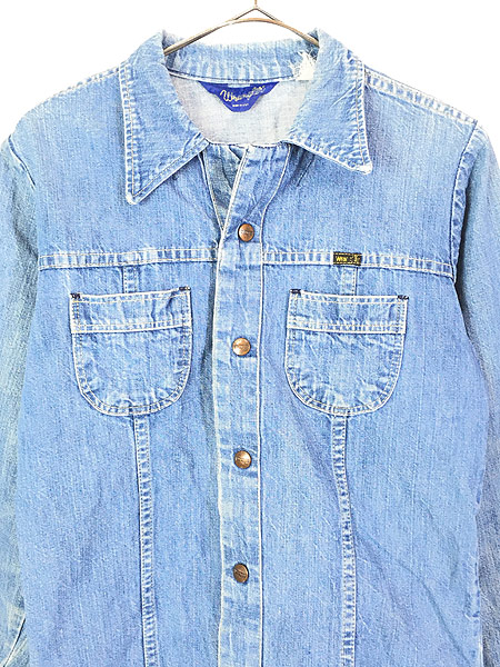 レディース 古着 70s USA製 Wrangler ウエスト パッチ 開襟 デニム