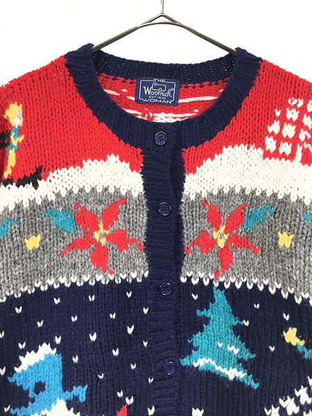 レディース 古着 80s WoolRich 雪遊び 雪だるま スキー 総柄 ウール