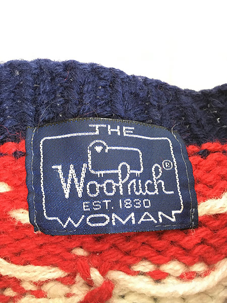 レディース 古着 80s WoolRich 雪遊び 雪だるま スキー 総柄 ウール