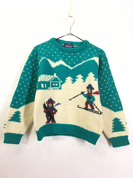 1980s スキー　デザイン　セーター　ニット　ビンテージ　　ライン