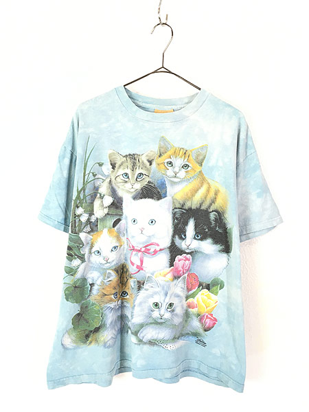 2極タイプ vintage Tシャツ 猫 キャット ねこ ホワイト sizeS*TS93 