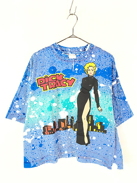 レディース 古着 90s Usa製 Dick Tracy ディック トレーシー 手刷り 総柄 ショート丈 ｔシャツ Xl位 古着 古着 通販 ヴィンテージ古着屋のドラセナ