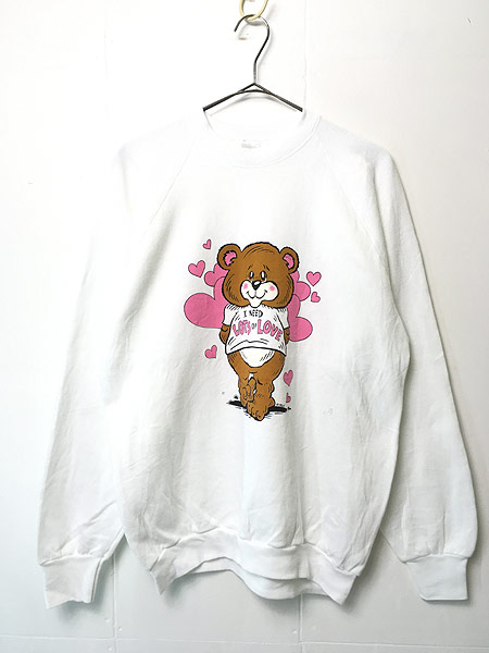 レディース 古着 80s USA製 「I NEED LOTS OF LOVE」 くまちゃん