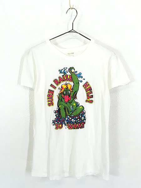 レディース 古着 70s Canada製 Sure I Rasise Hell モンスター Tシャツ M 古着 古着 通販 ヴィンテージ古着屋のドラセナ