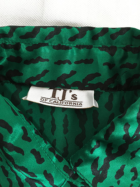 レディース 古着 80s スイカ柄 総柄 光沢 サテン シャツ ワンピース ミディアム丈 Xl位 古着 古着 通販 ヴィンテージ古着屋のドラセナ