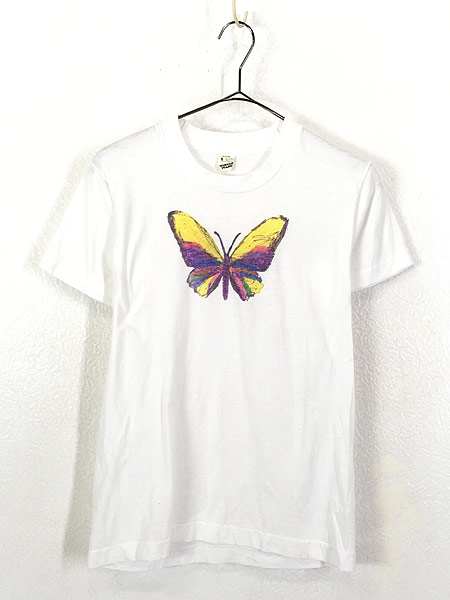 レディース 古着 80s USA製 蝶々 アゲハ蝶 カラフル 染み込み Tシャツ S 古着 【30off】 - 古着 通販 ヴィンテージ　古着屋  Dracaena ドラセナ