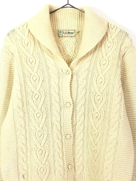 レディース 古着 80s LL Bean ショールカラー フィッシャーマン アラン