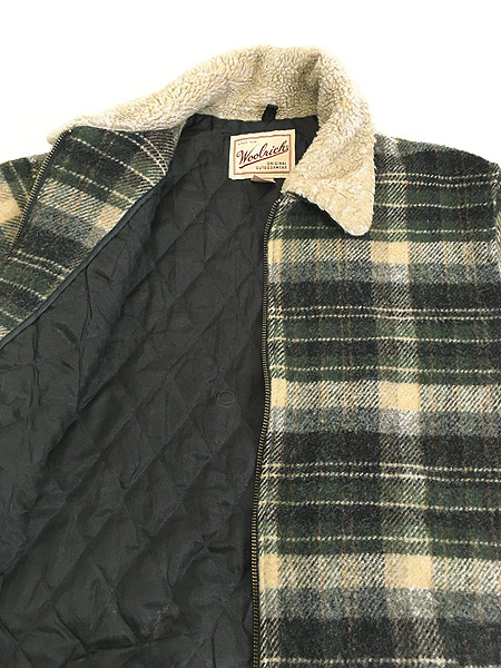 レディース 古着 90s USA製 WoolRich パデット チェック ウール