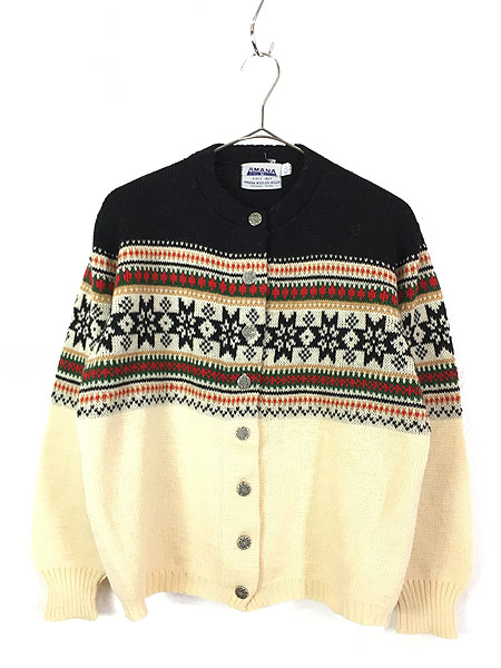 レディース 古着 60s AMANA Woolen Mills ノルディック ボーダー ...