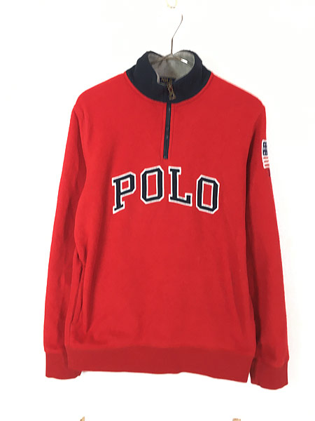 レディース 古着 POLO Ralph Lauren 星条旗 パッチ ハーフジップ