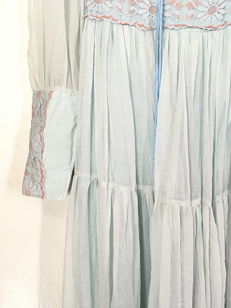 レディース 古着 70s GUNNE SAX 花柄 レース アップ ガーリー