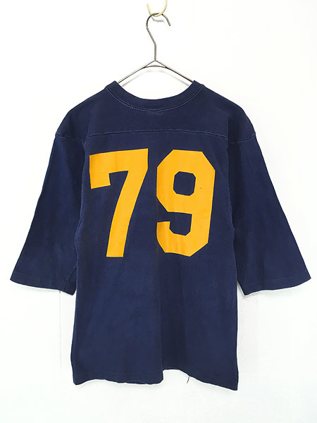 両面 ゾロメ 70s XL USA製 チャンピオン フットボール Tシャツ 濃紺 
