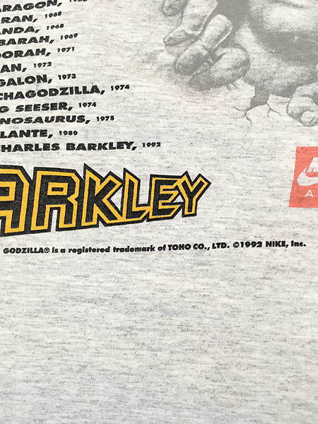 古着 90s USA製 NIKE 豪華 ゴジラ VS BARKLEY フォースの決闘 Tシャツ 