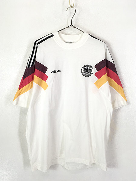 古着 90s adidas サッカー ドイツ 代表 サイドライン デザイン Tシャツ 