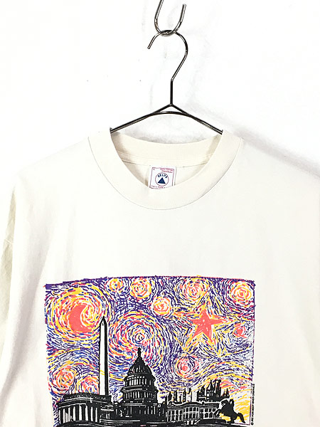 古着 90s USA製 「Starry Night」 ゴッホ サンプリング グラフィック アート Tシャツ L 古着 - 古着 通販