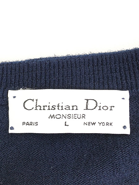 80s 90s USA製 Christian Dior V ネックセーター ニット