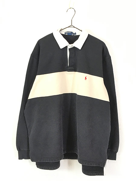 古着 90s POLO Ralph Lauren 太ピッチ ボーダー スウェット ラガー